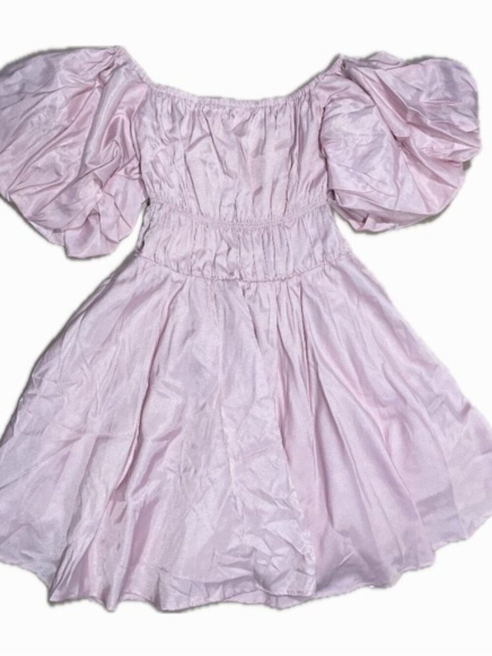 Pink Puff Sleeve Mini Dress